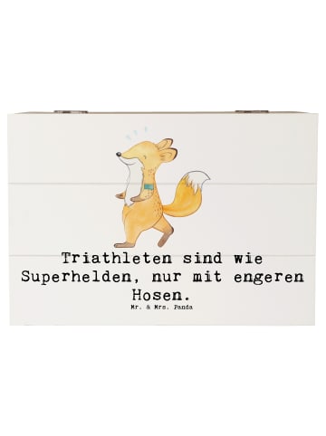 Mr. & Mrs. Panda Box Triathlon Superheld mit Spruch in Weiß