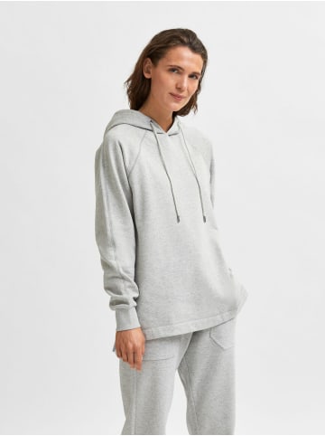 SELECTED FEMME Kapuzen Pullover Basic Hoodie SLFSTASIE Long Sweatshirt in Grau