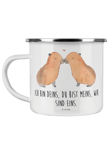 Mr. & Mrs. Panda Emaille Becher Capybara Liebe mit Spruch in Weiß