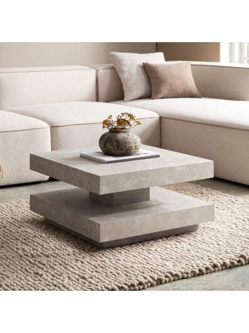 KADIMA DESIGN Couchtisch 60x60x34 cm Sandfarben Sofatisch in Stein-Optik Modern, in Beige