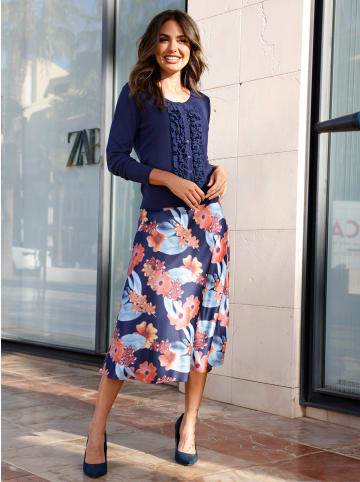 WITT WEIDEN Satin-Rock in marine-papaya-bedruckt