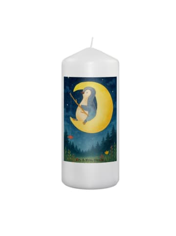 Mr. & Mrs. Panda Stumpenkerze Pinguin Mond Design ohne Spruch in Weiß