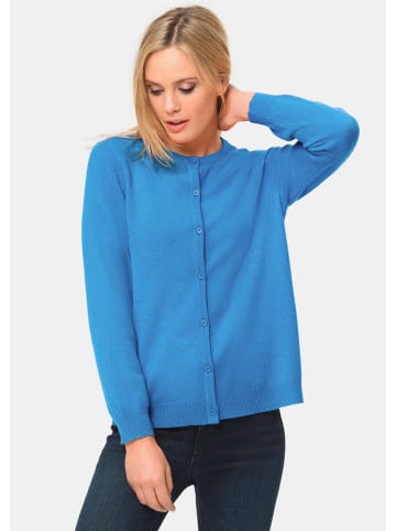 GOLDNER Kuschelweiche Kaschmir-Strickjacke mit Rundhals in atlantikblau