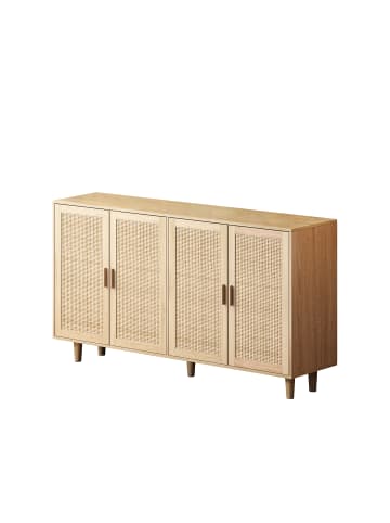 ABRIHOME 158 cm Sideboard mit Rattan Deko in Natur