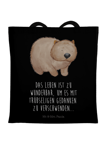 Mr. & Mrs. Panda Tote Bag Wombat mit Spruch in Schwarz