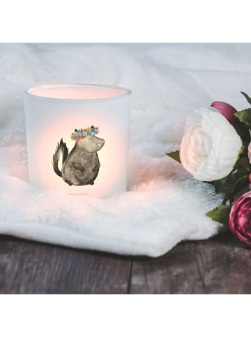 Mr. & Mrs. Panda Teelichthalter Glas Stinktier ohne Spruch in Transparent