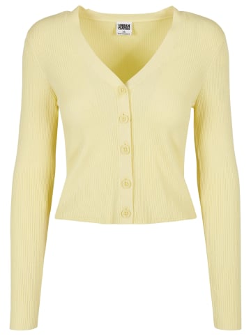 Urban Classics Urban Classics Damen Ladies Short Rib Knit Cardigan in softyellow