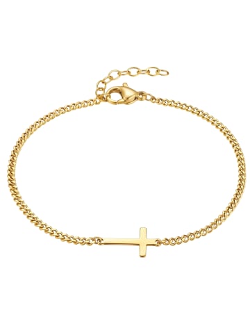 True Rebels Armband Kreuz aus Edelstahl in gelbgold