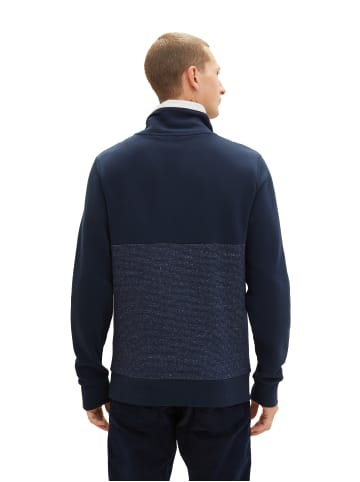 Tom Tailor Farbblock Sweatshirt Stehkragen Design Weich Regular Fit in Dunkelblau