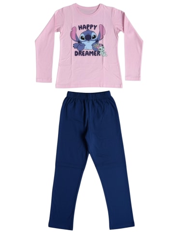 Disney Disney Lilo & Stitch Schlafanzug Happy Dreamer Pyjama Set Langarm in blau/rosa