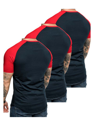 Amaci&Sons 3er-Pack T-Shirts 3. OMAHA in (3x Navyblau/Rot)