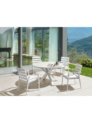 Beliani Runder Tisch MALETTO in Weiß/Beige/Grau - (W) 120 x (H) 75 x (L) 120 cm