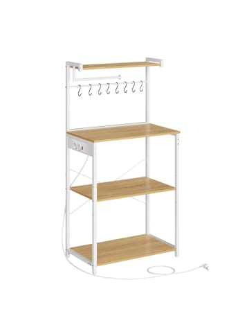VASAGLE Küchenregal Barnet in Eichenfarben-Weiß - (B)40 x (H)140 x (T)60 cm