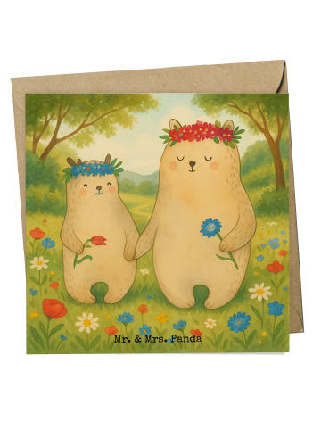 Mr. & Mrs. Panda Deluxe Karte Bären mit Blumenkranz Design ohne ... in Weiß