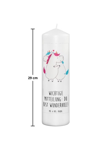 Mr. & Mrs. Panda Kerze Einhorn Mitteilung mit Spruch in Weiß