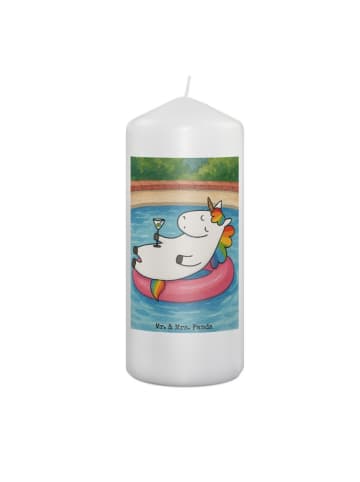 Mr. & Mrs. Panda Kerze Einhorn Blümchentail Design ohne Spruch in Weiß