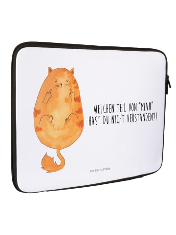 Mr. & Mrs. Panda Notebook Tasche Katze Mittelfinger mit Spruch in Weiß