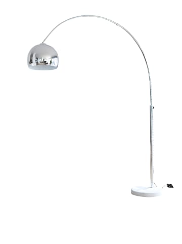 SalesFever Bogenlampe 208 cm höhenverstellbar dimmbar Marmorfuß und Lampenschirm in Chrom