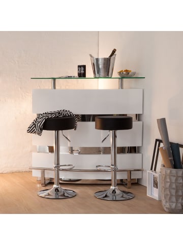 home24 home24 Barhocker (1er Set) - Schwarz / Chrom - Kunstleder & Metall verchromt - 36.0 x 63.0 x 36.0 cm in Schwarz / Chrom