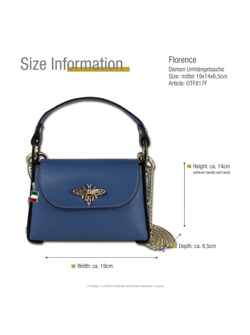 Florence Leder Umhängetasche Florence Tasche jeansblau ca. 19cm