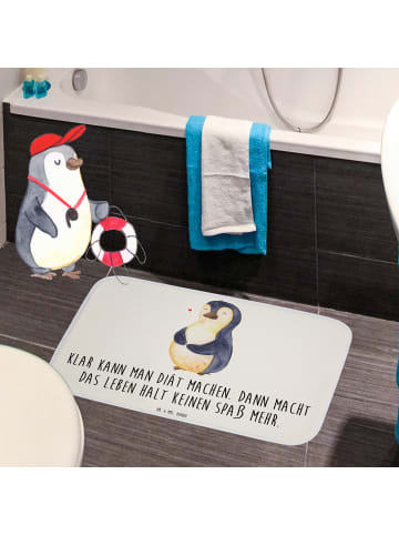 Mr. & Mrs. Panda Duschmatte Pinguin Diät mit Spruch in Weiß