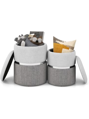 COSTWAY 2er-Set Sitzhocker Samt in Grau