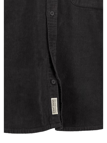 Eight2Nine Langärmliges Button-Down-Hemd mit Brusttasche und Kragen in Dunkelgrau
