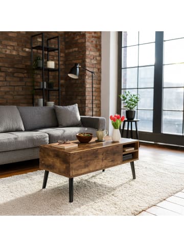 relaxdays Couchtisch in Braun/ Schwarz - (B)100 x (H)46 x (T)40 cm