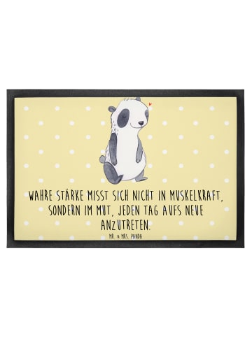 Mr. & Mrs. Panda Schmutzmatte Panda Muskelatrophie mit Spruch in Gelb Pastell