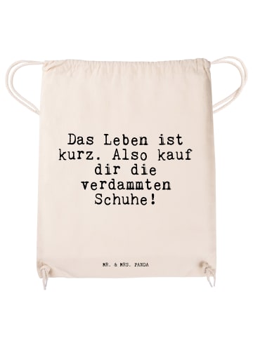 Mr. & Mrs. Panda Baumwolltasche Das Leben ist kurz.... mit Spruch in Creme