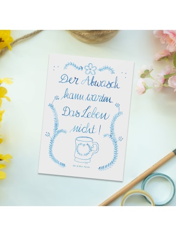 Mr. & Mrs. Panda Postkarte Der Abwasch kann warten mit Spruch in Bunt