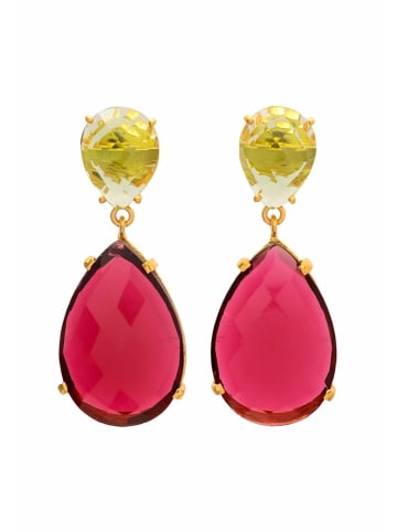 Gemshine Ohrringe Turmalin Quarz Trofpen und Prasioliten in gold coloured