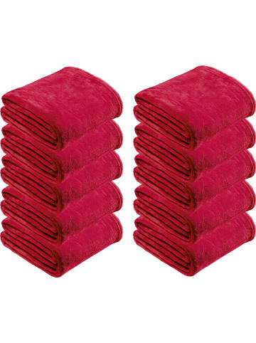 REDBEST Fleece, Microfaser Fleece Wohndecke 10er-Pack in rot
