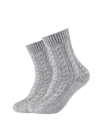 camano Socken Cosy Kuschelsocken Flauschig Warm Damen Zopfmuster Lang Flauschsocken Norweger Für Winter Set Frauen 2er Pack warm & cozy in hellgrau melange