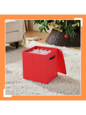 relaxdays Weihnachtskugel-Aufbewahrungsbox in Rot - (B)36,5 x (H)40 x (T)36,5 cm