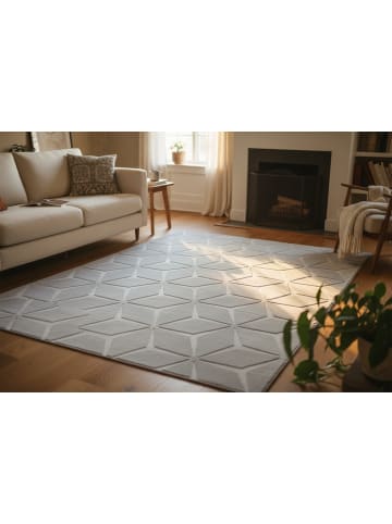 Vivorum Wohnzimmer Teppich – Kurzflorteppich Calma 225 in Silber