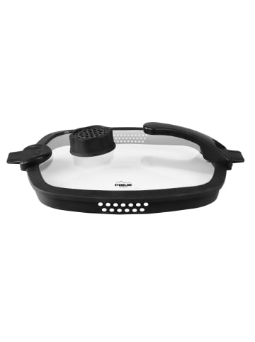Stoneline Sieb Deckel eckig 24 cm, Silikonrand, Filterfunktion | SMELL WELL in Anthrazit