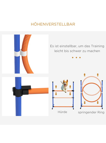 Pawhut Hunde Agility Set Orange+Blau Kunststoff+ Oxfordstoff