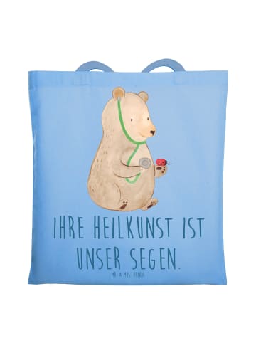 Mr. & Mrs. Panda Jutetasche Arzt Segen mit Spruch in Sky Blue