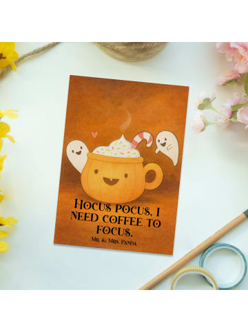 Mr. & Mrs. Panda Ansichtskarte Kaffee Gespenst Design mit Spruch in Weiß