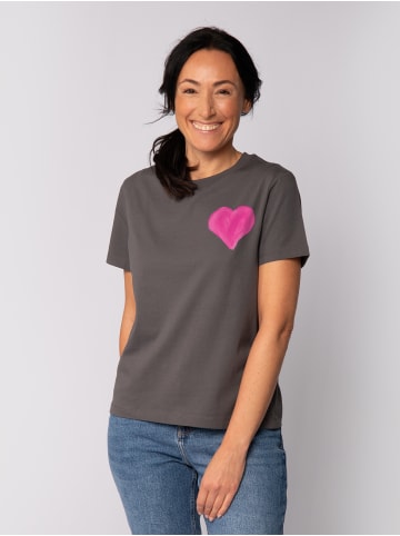 wat? Apparel T-Shirt Pink Heart in Grau
