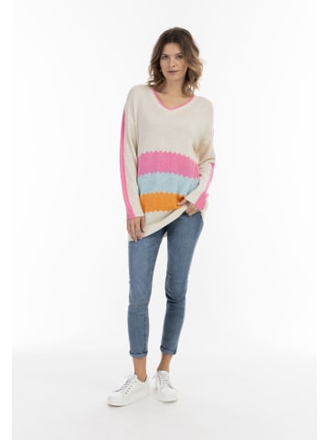 usha BLUE LABEL Strick Pullover in Wollweiss Pink Orange