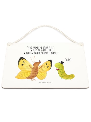 Mr. & Mrs. Panda Schild Raupe Schmetterling mit Spruch in Weiß