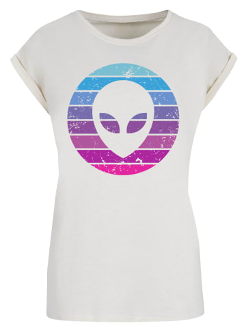 F4NT4STIC Extended Shoulder T-Shirt Alien Kopf in Whitesand