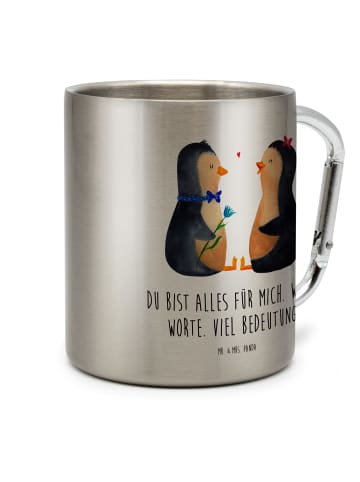 Mr. & Mrs. Panda Campingbecher Pinguin Pärchen mit Spruch in Silber