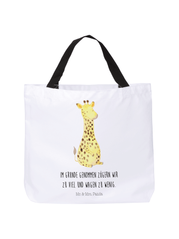 Mr. & Mrs. Panda Tote Bag Giraffe Zufrieden mit Spruch in Weiß