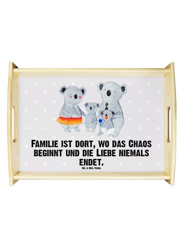 Mr. & Mrs. Panda Holztablett Koala Familie mit Spruch in Grau Pastell