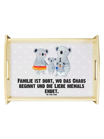 Mr. & Mrs. Panda Serviertablett Koala Familie mit Spruch in Grau Pastell