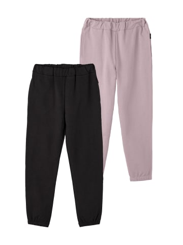 name it Mädchen Jogginghose 2er-Set Basic Sweat Pants NKFSWEAT in Schwarz-Pink