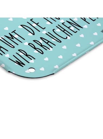 Mr. & Mrs. Panda Blechschild Fuchs Ballerina mit Spruch in Türkis Pastell